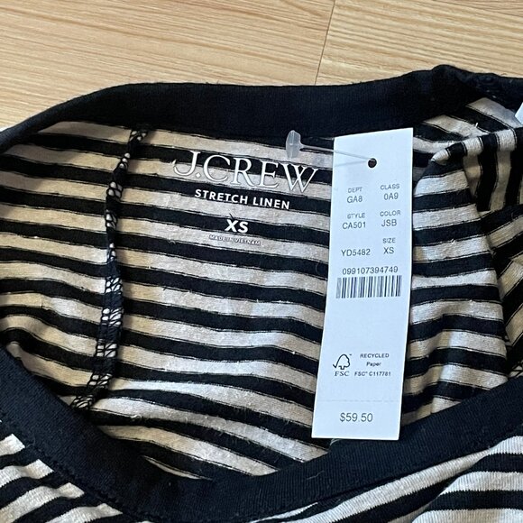 J.Crew stretch linen stripe t-shirt XS - Picture 4 of 8